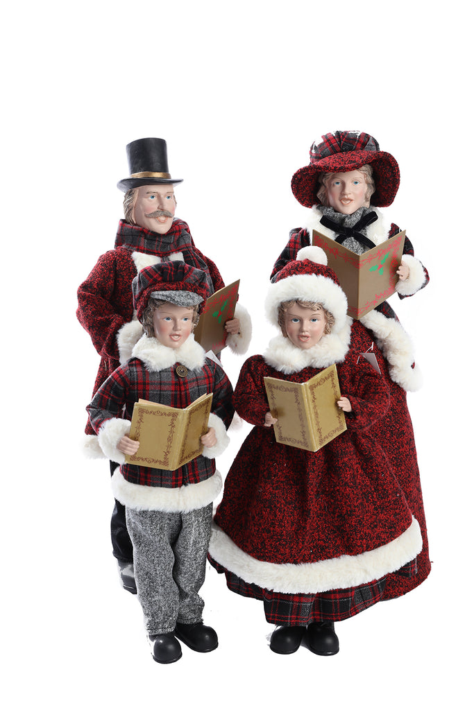 4 PCE CAROL SINGERS-RED/BLACK 55 - 40CM