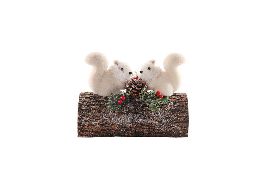 24CM SQUIRRELS ON LOG SCENE