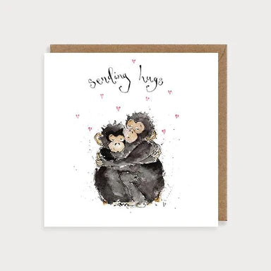 Sending Hugs Monkeys Card