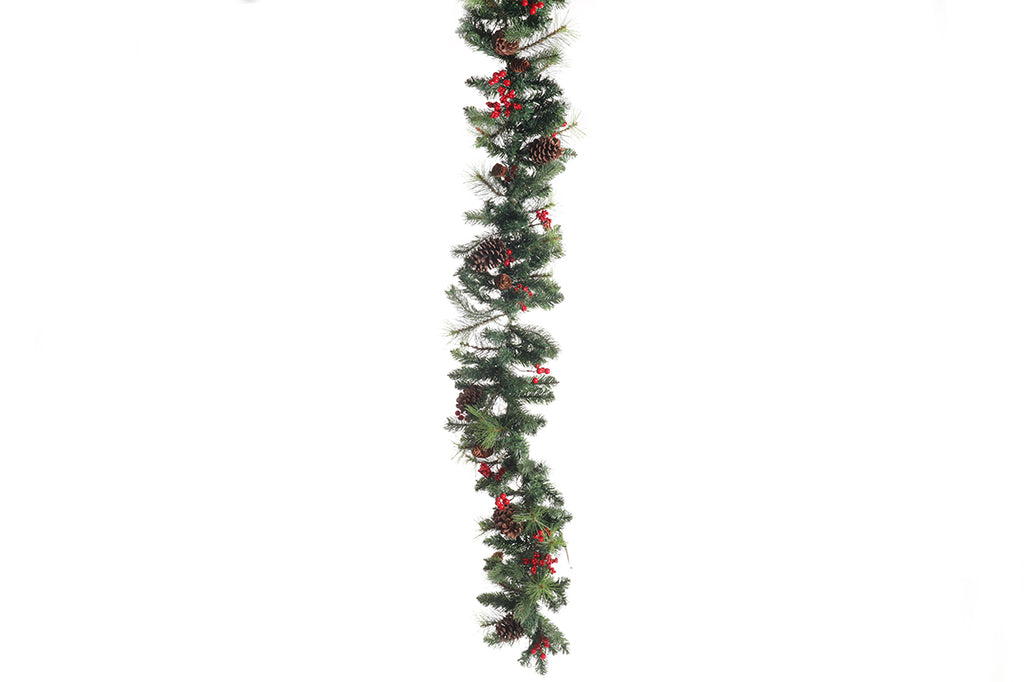180CM MIXED PINE GARLAND 30 LEDS B/O