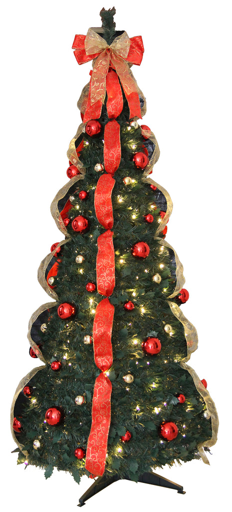 5' PRE LIT GREEN DECORATED POP UP TREE (0.66m Depth: 0.127m Height: 0.66m)