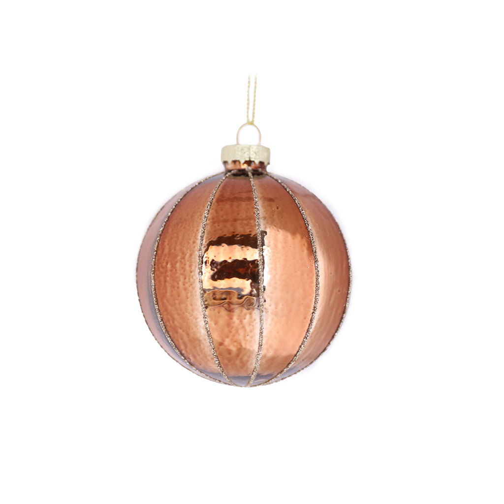 8CM GLASS TEXTURED BRONZE BAUBLE