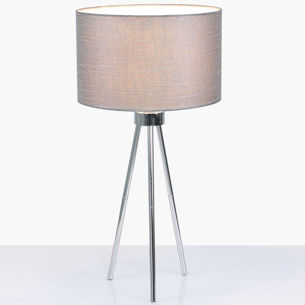 Silver & Pink Velvet Tripod Lamp
