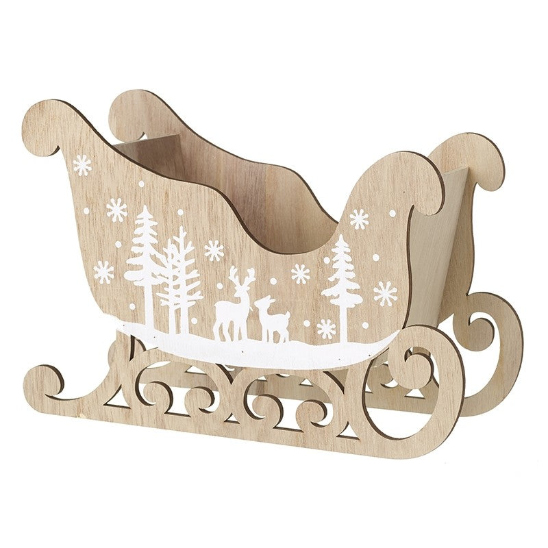 Wooden Decorated Sleigh (30x11x20cm)