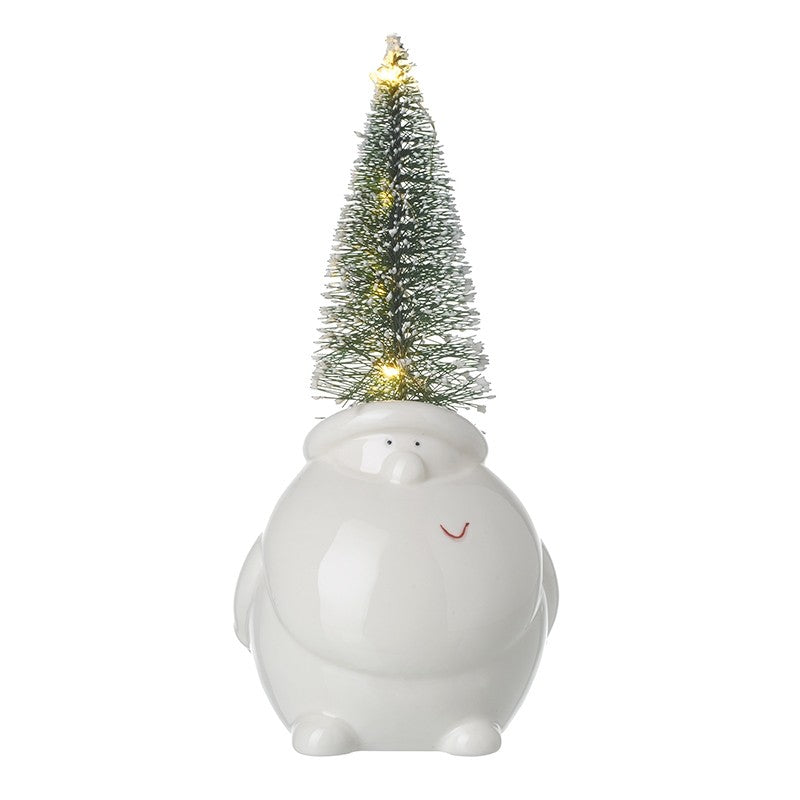 Ceramic Santa With Light Up Tree Hat ( 8.3x7.5x17cm)