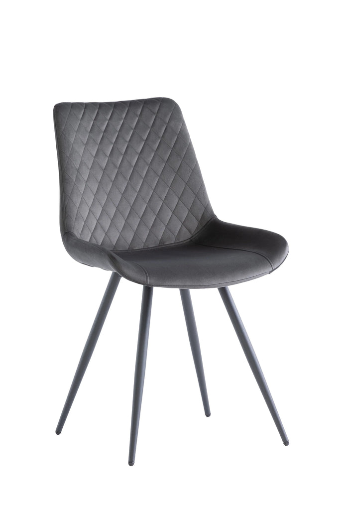 Mabel Velvet Dining Chair - Graphite - Black Legs