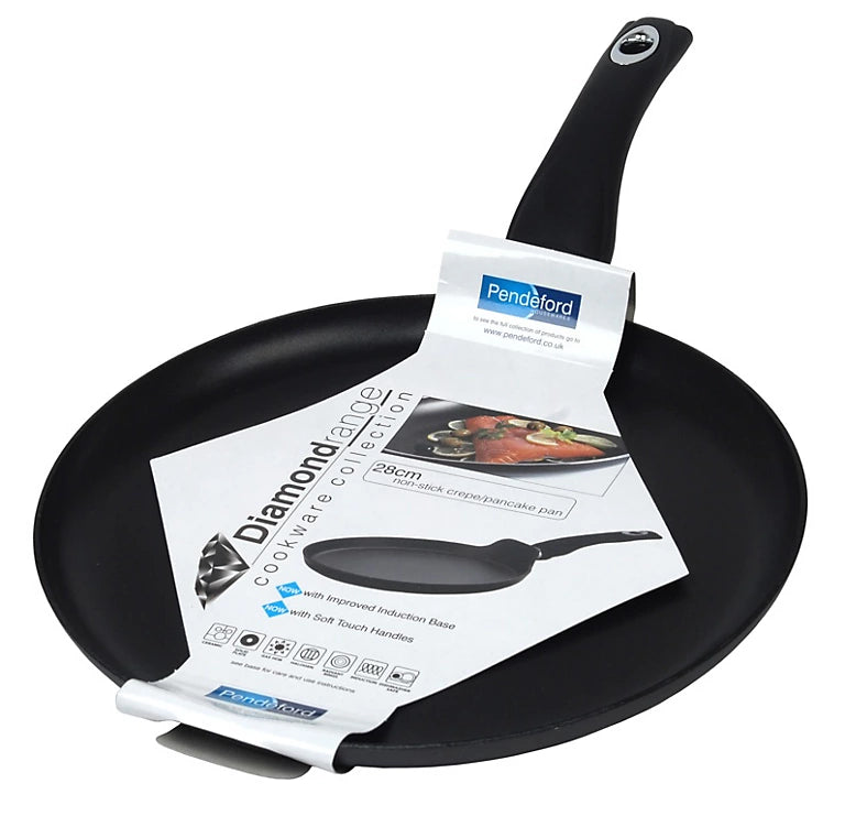 Pendeford Non Stick - 28cm - Shollow Crepe Frying Pan Soft Handle Induction Base