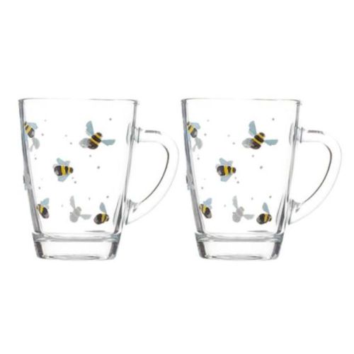 P&K Sweet Bee Set of 2 Glass Mugs 28cl
