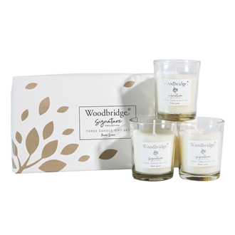 Pure Linen Boxed Three Votive Candle Set by Woodbridge 3x50g
