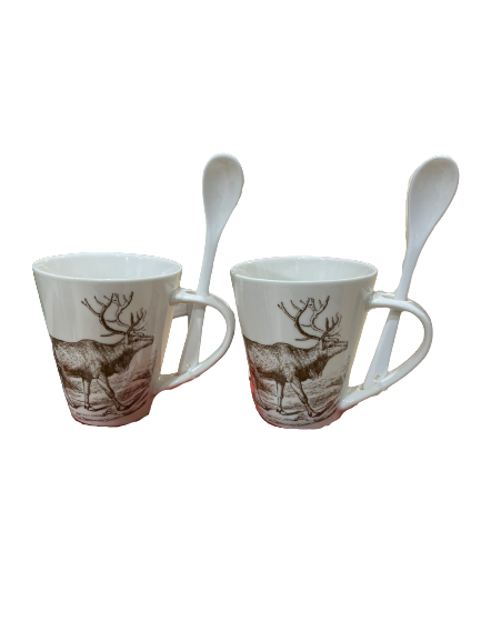 Hot Chocolate Reindeer Mug & Spon Set of 2
