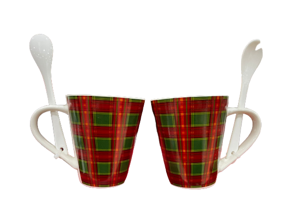 Hot Chocolate Tartan Mug & Spoon - Set of 2