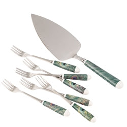 Belleek Living Peacock Pastry Set