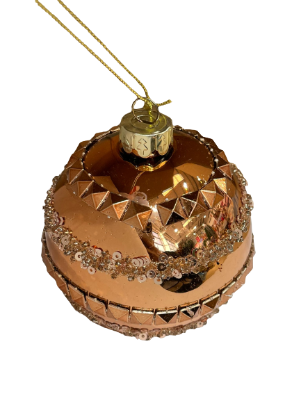8cm - Rose Gold Glass Bauble