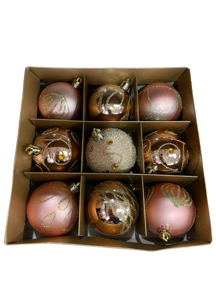 9 pce - 60mm - Rose Gold Decorated