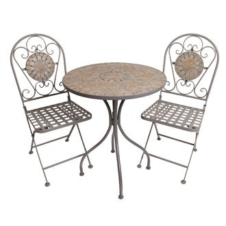 Grey Chateau Bistro Set Table & 2 Chairs