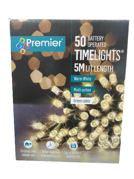 5m Lit Lenght - 50 Battery Operated Time Light (Warm White)