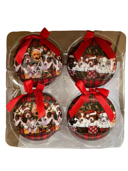 80mm - Set of 4 - Dog Decoupage
