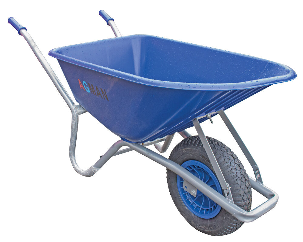 100L Blue PVC Garden Wheelbarrow Assembled
