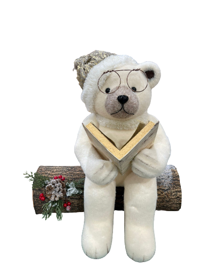 38 cm - Bear on Log Decoration