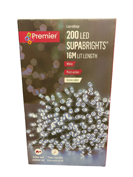 16m Lit Length - 200 LED Super Bright (White)