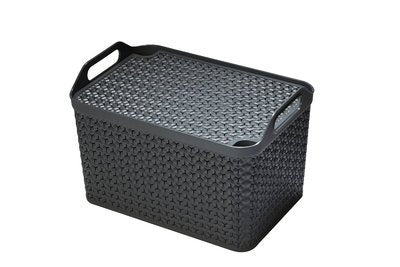 Handy Basket With Lid Charcoal Large