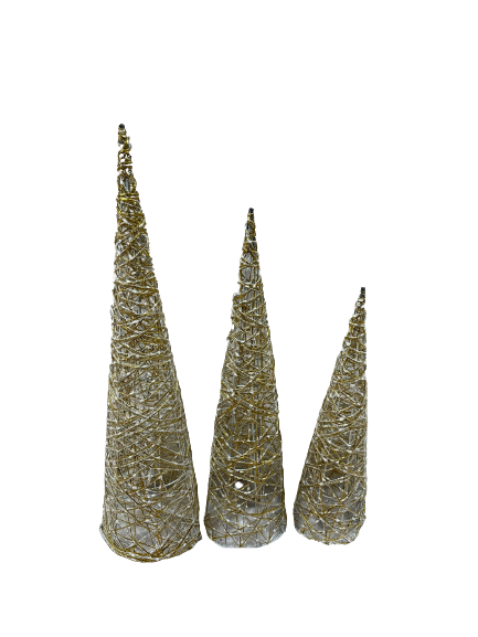 Set of 3 - Cone Trees with LED