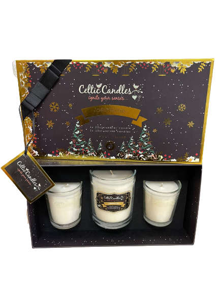 Celtic Candles- Gift Box - Mini Christmas Gold