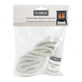 De Vielle Stove Glass Rope & Glue Set (2.5mx8mm)