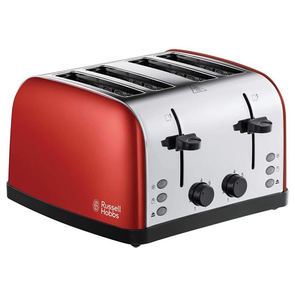 Russell Hobbs Stainless Steel 4 Slice Toaster Red