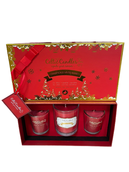Celtic Candles- Gift Box - Mini Christmas Cinnamon & Winter Berries