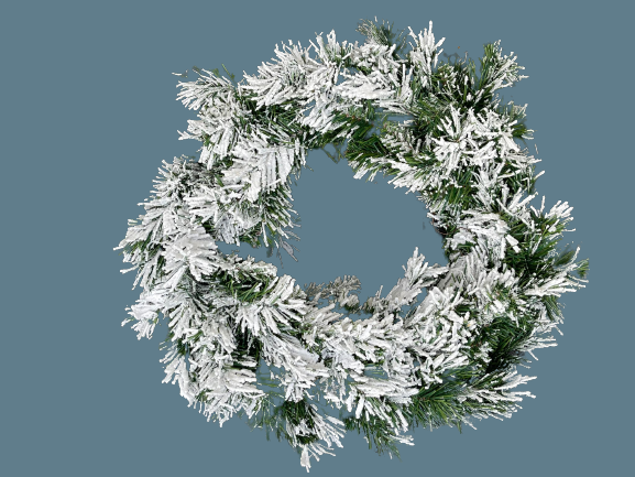 60cm - Chandler Wreath Green Frosted Tips 122