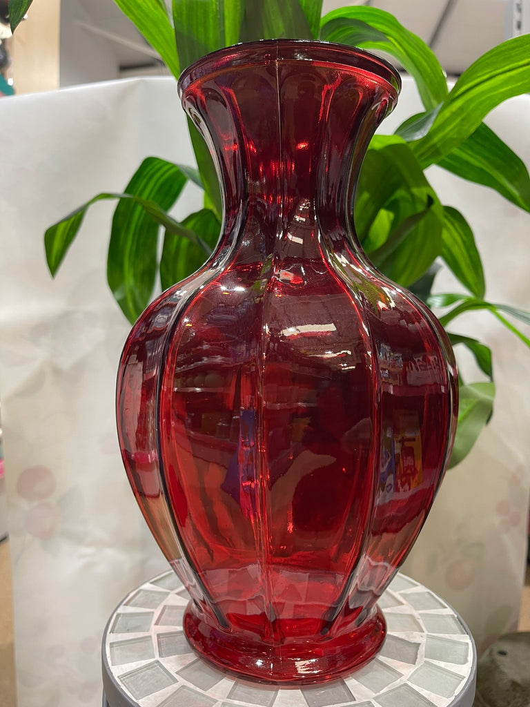 vase glass red 17 cm