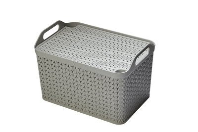 Handy Basket With Lid Grey Large