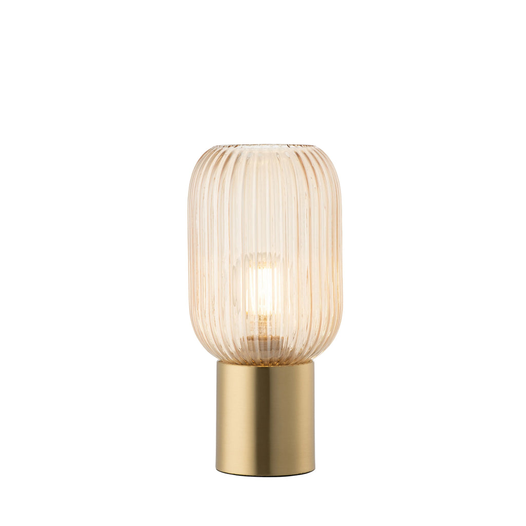 FLUTED GLASS TABLE LAMP - AMBER