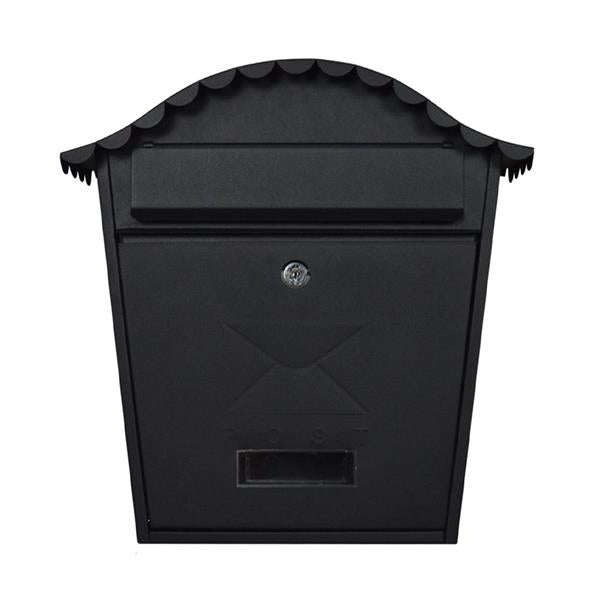 TRADITIONAL GRAIN BLACK STEEL POSTBOX