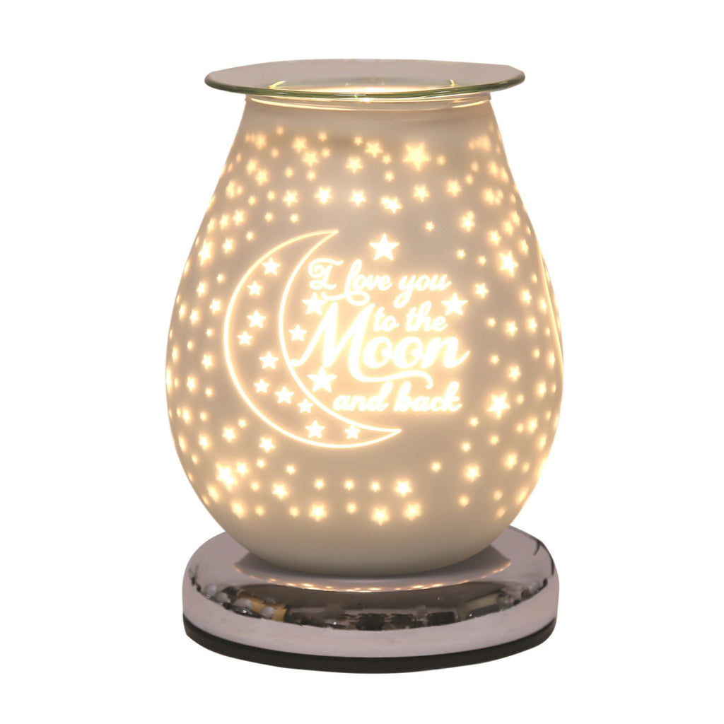 Electric Wax Melt Burner Touch - White Satin Moon &amp; Back 16cm