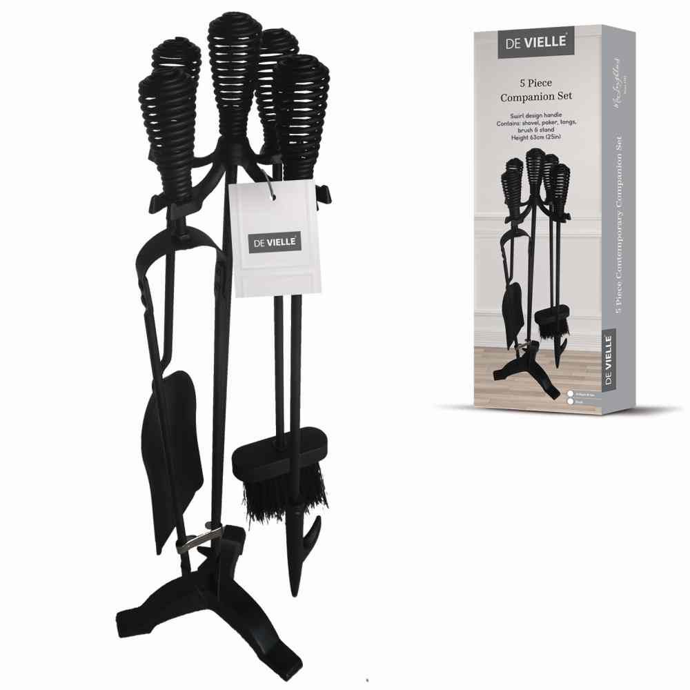 De Vielle 5 Piece Swirl Handle Companion Set Black