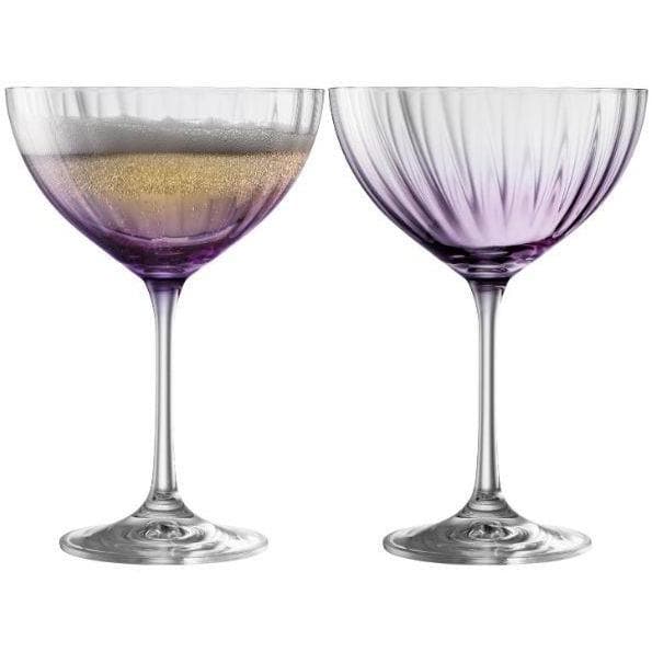 ERNE SAUCER CHAMPAGNE GLASS PAIR AMETHYST